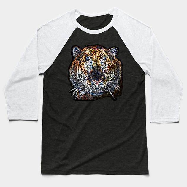 Tiger Head Electric Silhouette 02 Baseball T-Shirt by Korvus78